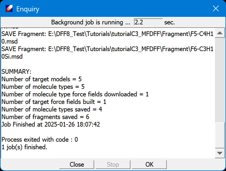 enquiry job dialog