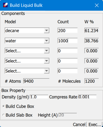 Build liquid bulk